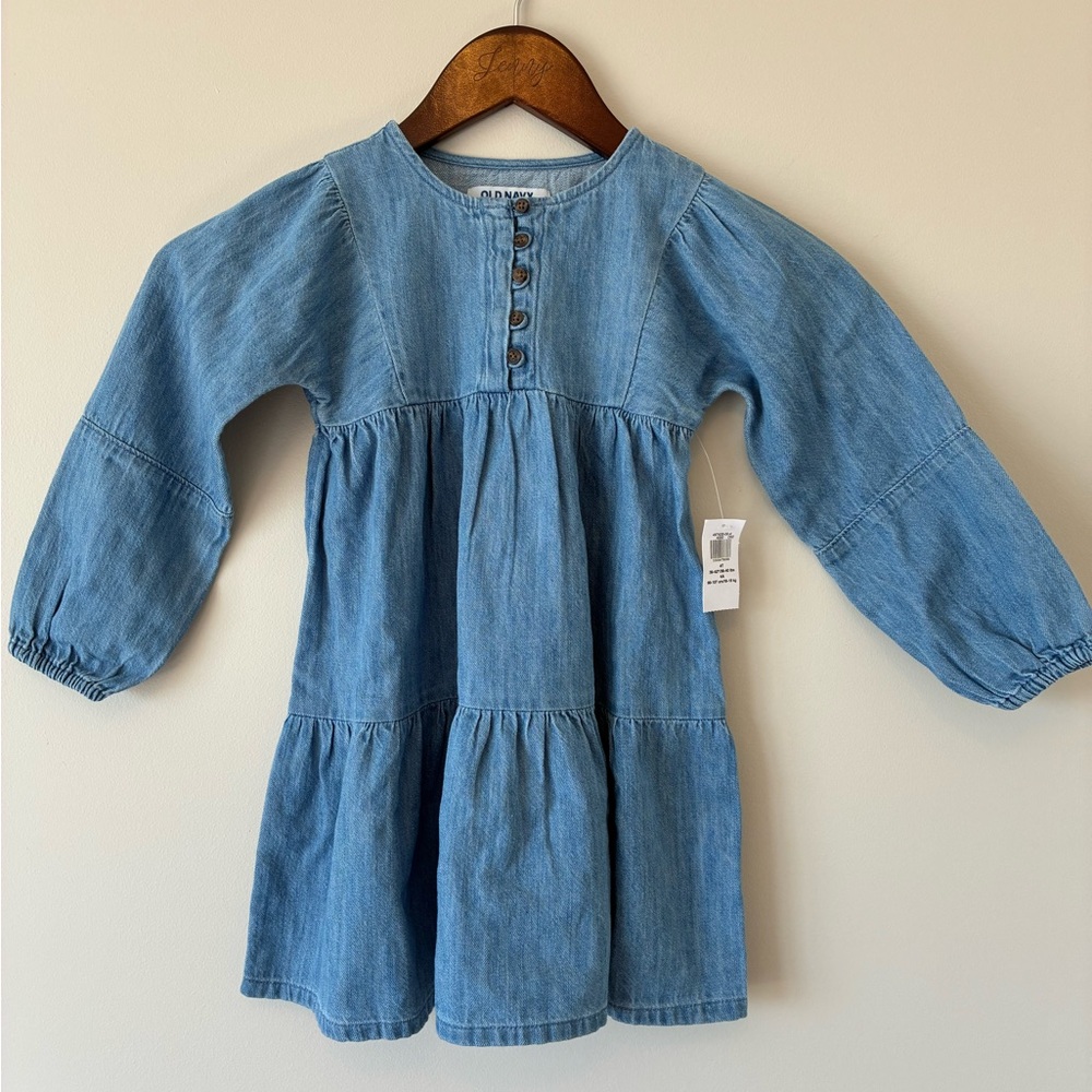 NWT Chambray Tiered Ruffle Swing Dress for Girls 4T. Back to school kinder